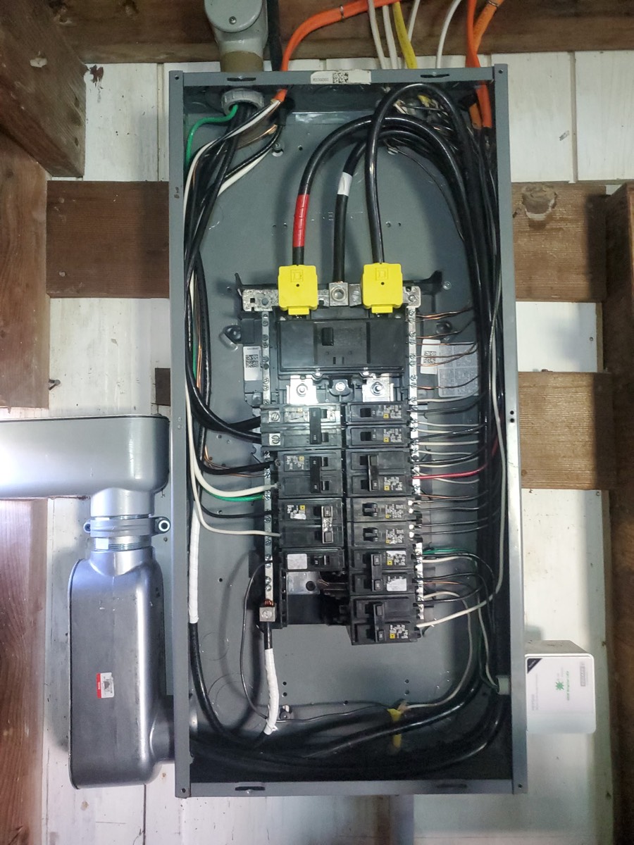 Upgraded electrical panel with added circuits after the service upgrade