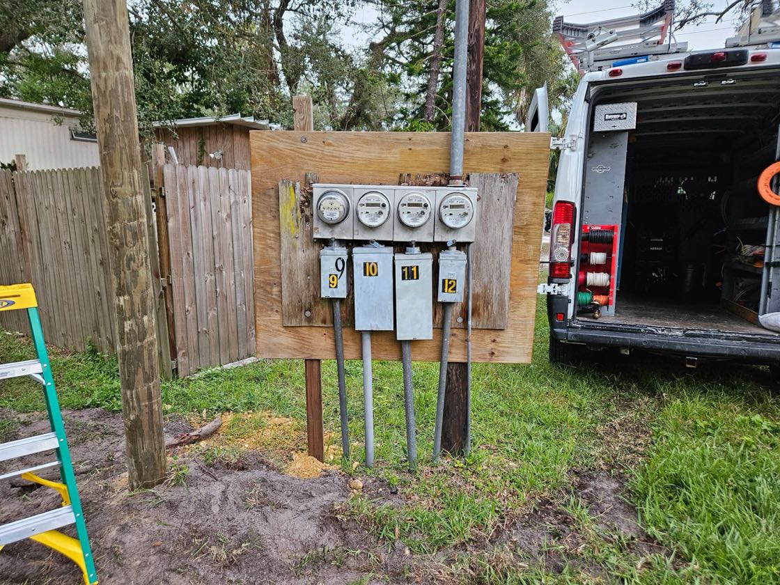 New multi-meter service bank set on a fresh backboard